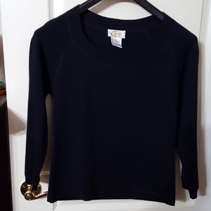 Talbots black pullover sweater 3/4 sleeve scoop neck thin knit size Small EUC …